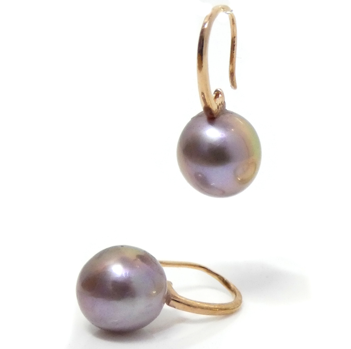 Lavender Pink 11.2mm Round Pearl Earrings